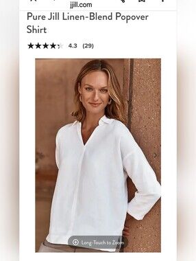 J. Jill White Linen-Blend Popover Shirt